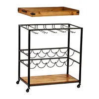 Brabarred Wood-Top Serving Cart