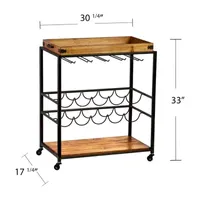 Brabarred Wood-Top Serving Cart