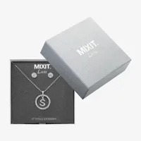 Mixit Silver Tone Initial Pendant Necklace & Stud Earring 2-pc. Jewelry Set