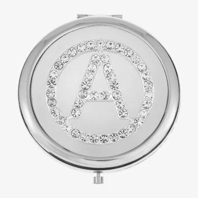 Mixit Silver Tone Pave Initial Compact Mirror