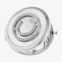 Mixit Silver Tone Pave Initial Mirrored Compact Mirrors