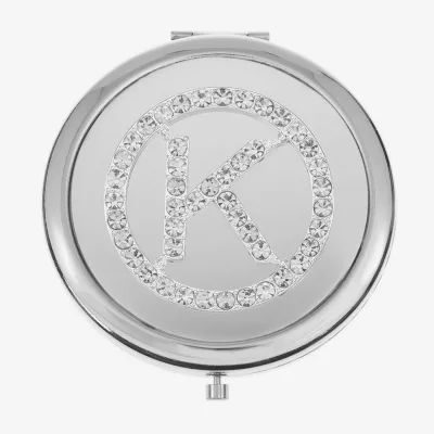 Mixit Silver Tone Pave Initial Silver Tone Mirrored Compact Mirrors