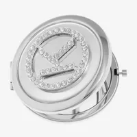 Mixit Silver Tone Pave Initial Silver Tone Mirrored Compact Mirrors