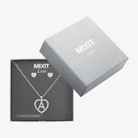 Mixit Silver Tone Initial Pendant Necklace & Stud Earring 2-pc. Heart Jewelry Set