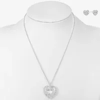 Mixit Silver Tone Pendant Necklace & Stud Earrings 2-pc. Heart Jewelry Set