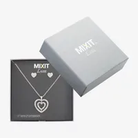 Mixit Silver Tone Pendant Necklace & Stud Earrings 2-pc. Heart Jewelry Set