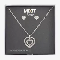 Mixit Silver Tone Pendant Necklace & Stud Earrings 2-pc. Heart Jewelry Set