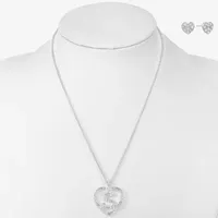 Mixit Silver Tone Initial Pendant Necklace & Stud Earring 2-pc. Heart Jewelry Set