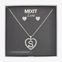 Mixit Silver Tone Initial Pendant Necklace & Stud Earring 2-pc. Heart Jewelry Set