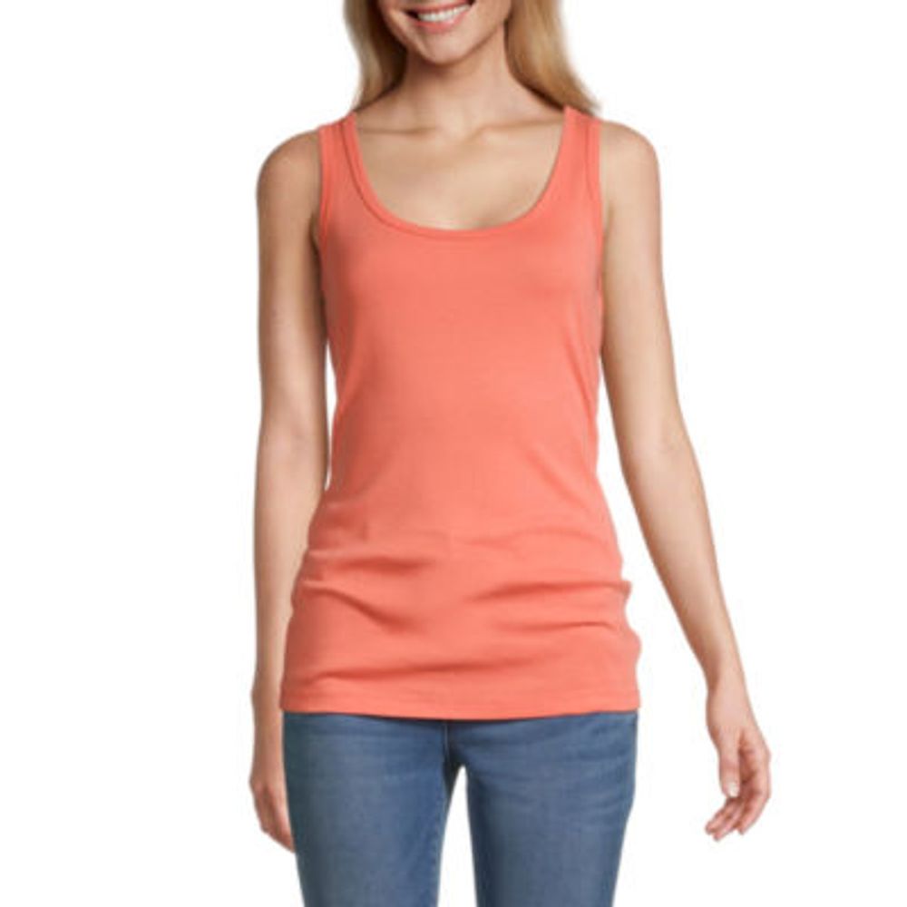 St. John's Bay Womens Scoop Neck Sleeveless Tank Top