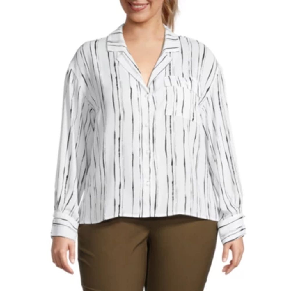 Worthington Plus Womens Soft Blouse