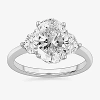 G-H / Si1-Si2) Womens 3 3/4 CT. T.W. Lab Grown White Diamond 14K Gold Oval 3-Stone Engagement Ring