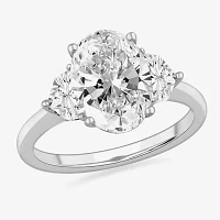 G-H / Si1-Si2) Womens 3 3/4 CT. T.W. Lab Grown White Diamond 14K Gold Oval 3-Stone Engagement Ring