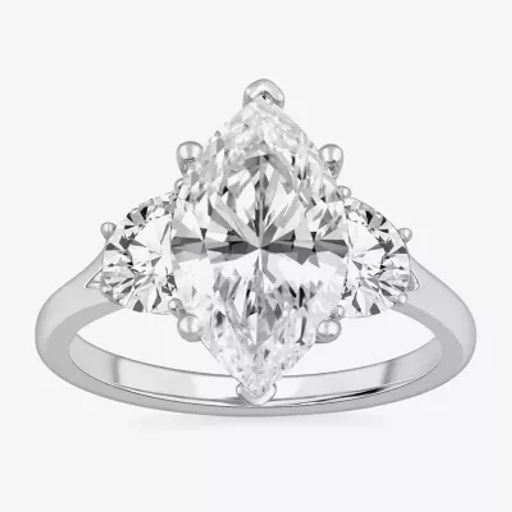 (G-H / Si1-Si2) Womens 3 3/4 CT. T.W. Lab Grown White Diamond 14K Gold Marquise 3-Stone Engagement Ring