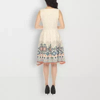 White Mark Womens Sleeveless Paisley Fit + Flare Dress