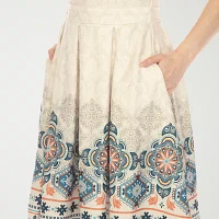 White Mark Womens Sleeveless Paisley Fit + Flare Dress