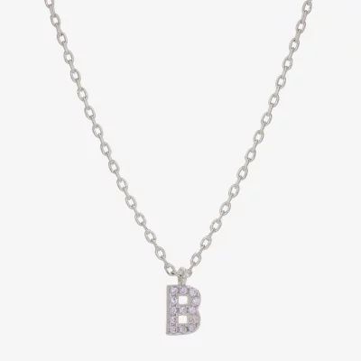 Sparkle Allure Initial Cubic Zirconia Pure Silver Over Brass 16 Inch Link Pendant Necklace