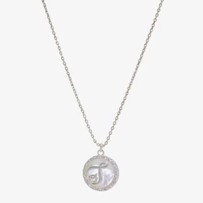 Sparkle Allure Initial Cubic Zirconia Pure Silver Over Brass 16 Inch Link Round Pendant Necklace