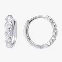 Silver Treasures Cubic Zirconia Sterling Silver Hoop Earrings