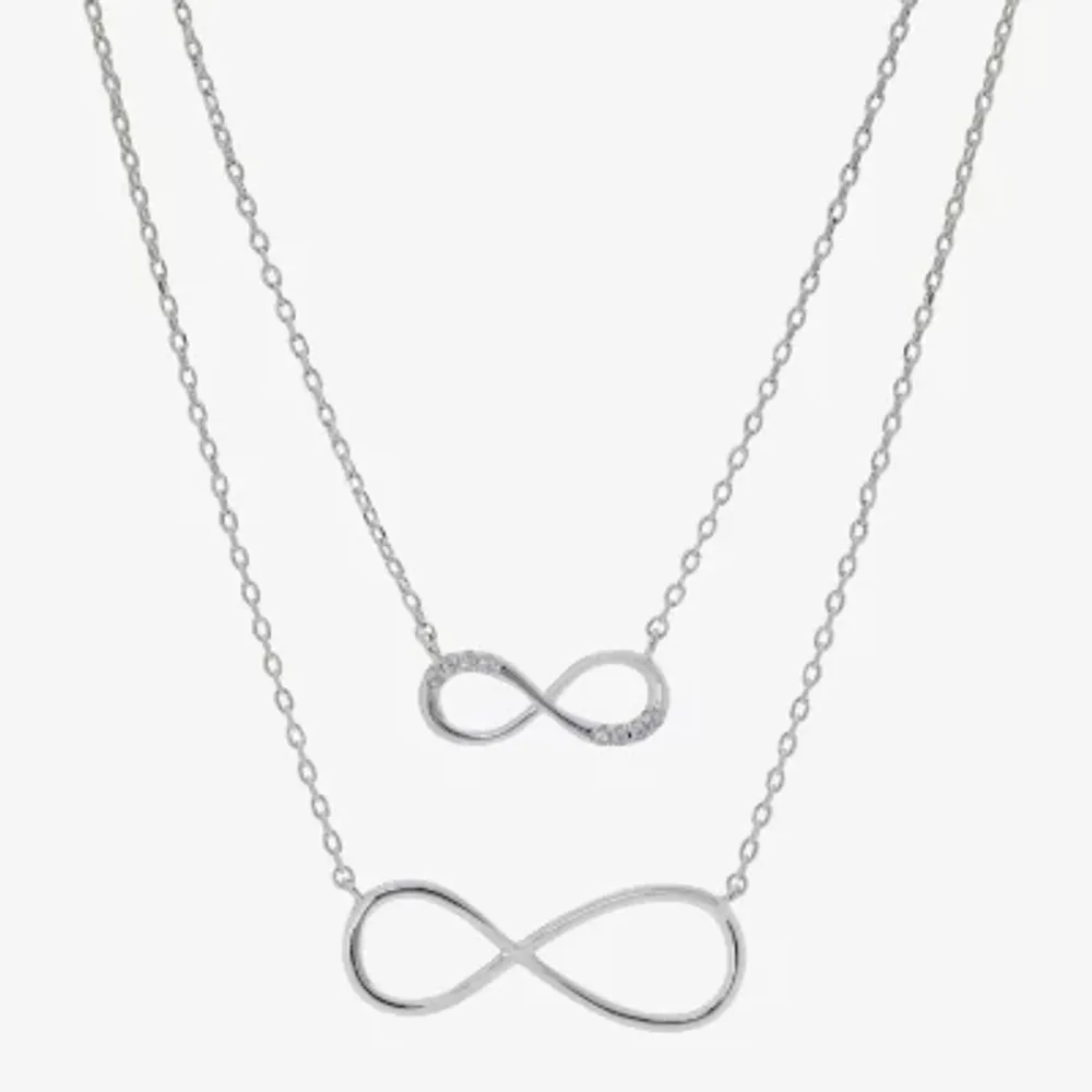 Sparkle Allure You & Me 2-pc. Cubic Zirconia Pure Silver Over Brass 16 Inch Link Infinity Necklace Set