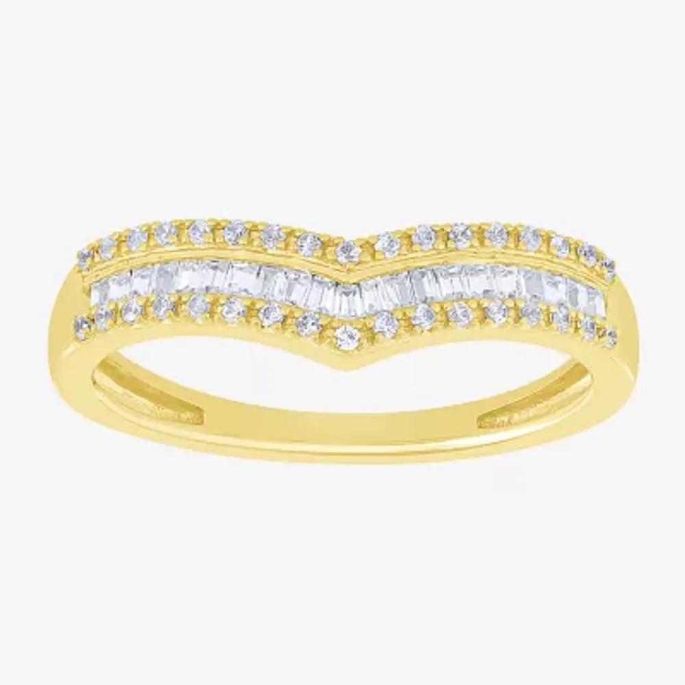 Chevron 1/4 CT.T.W. Natural Diamond 10K Gold Wedding Band