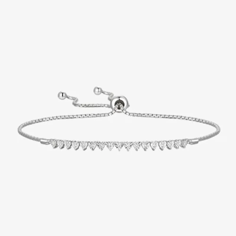 1/10 CT. T.W. Natural Diamond Heart Bolo Bracelet Sterling Silver