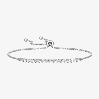 1/10 CT. T.W. Natural Diamond Heart Bolo Bracelet Sterling Silver