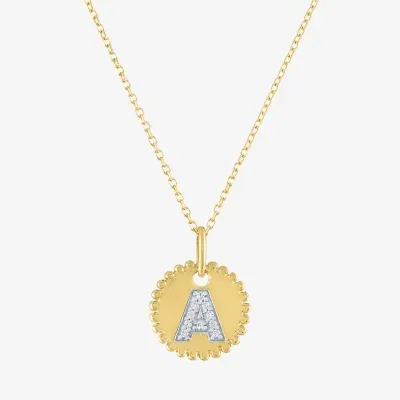 Diamond Addiction Intial Womens Accent Mined White 10K Gold Pendant Necklace