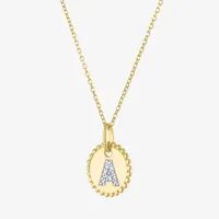 Diamond Addiction Intial Womens Accent Mined White 10K Gold Pendant Necklace