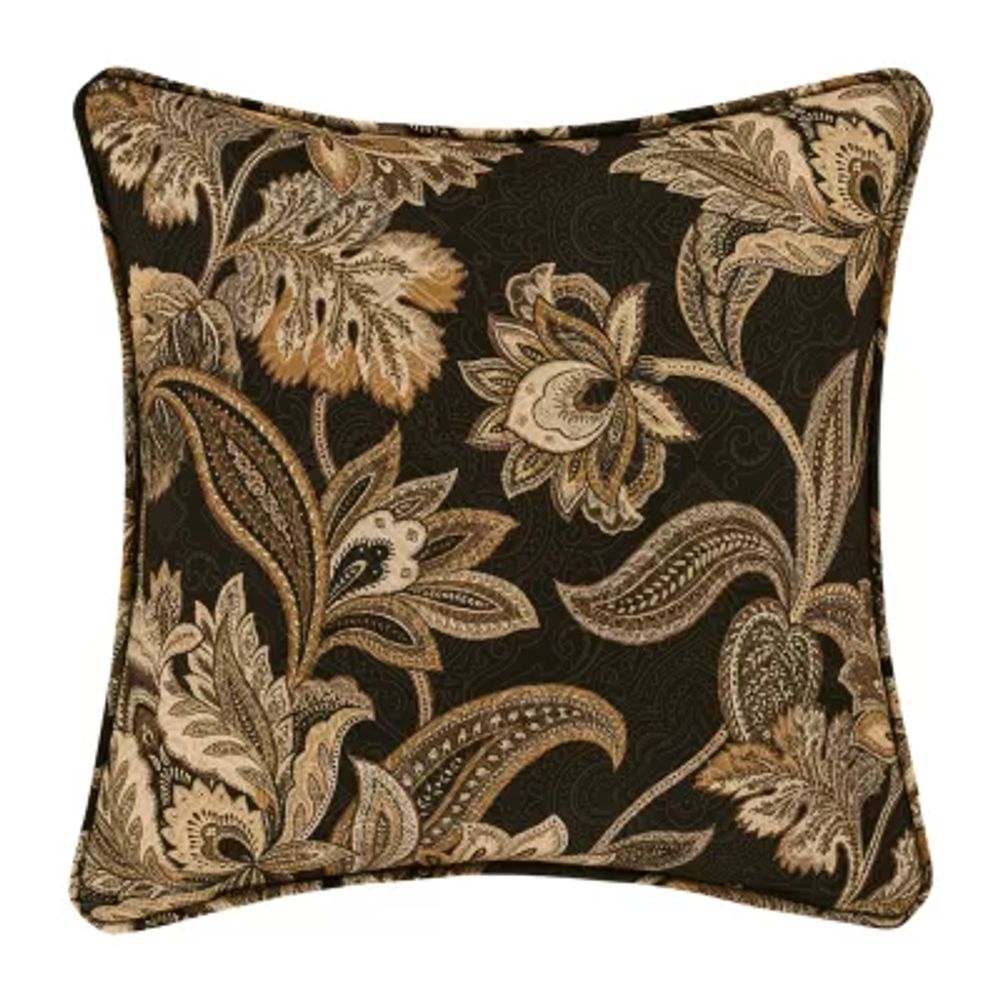 St. Claire - Embroidered Flower Decorative Pillow - Gold, Grey