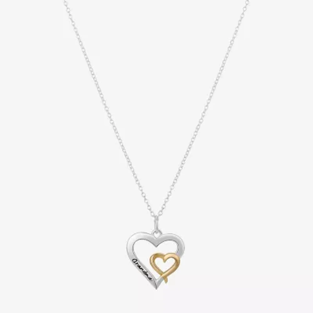 Footnotes Grandma Sterling Silver 16 Inch Link Heart Pendant Necklace