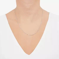 14K White Gold 20" Sparkle Singapore Chain Necklace