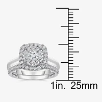 (I / I1) Womens 1 CT. T.W. Lab Grown White Diamond 10K Gold Cushion Solitaire Engagement Ring