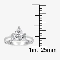 (I / I1) Womens 3 CT. T.W. Lab Grown White Diamond 10K Gold or 14K Pear Solitaire Engagement Ring