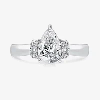 (I / I1) Womens 3 CT. T.W. Lab Grown White Diamond 10K Gold or 14K Pear Solitaire Engagement Ring