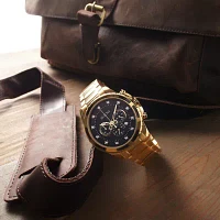 Bulova Mens Gold Tone Stainless Steel Bracelet Watch 97d121