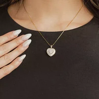 Diamond Blossom (G Womens 1 CT. T.W. Lab Grown White Diamond 10K White Gold Heart 18 Inch Pendant Necklace