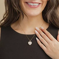 Diamond Blossom (G Womens 1 CT. T.W. Lab Grown White Diamond 10K White Gold Heart 18 Inch Pendant Necklace