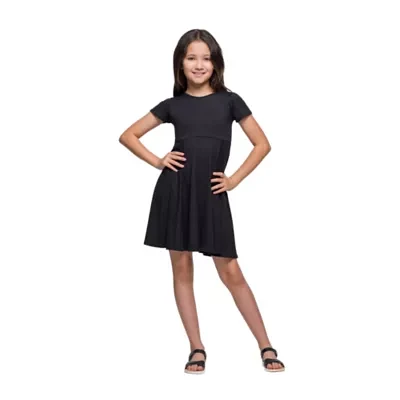 24seven Comfort Apparel Big Girls Short Sleeve Fit + Flare Dress