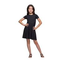 24seven Comfort Apparel Big Girls Short Sleeve Fit + Flare Dress
