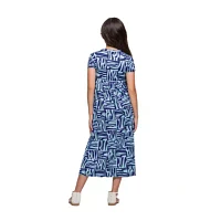 24seven Comfort Apparel Big Girls Short Sleeve Abstract Maxi Dress