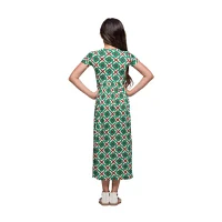 24seven Comfort Apparel Big Girls Short Sleeve Floral Maxi Dress