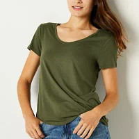 a.n.a Womens Petite Scoop Neck Short Sleeve T-Shirt