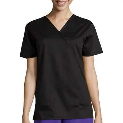 Wink® Wonderwork Mock Wrap Womens Tag Free Short Sleeve Scrub Top