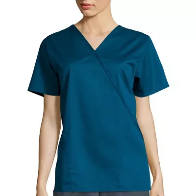 Wink® Wonderwork Mock Wrap Womens Short Sleeve Tag Free Scrub Top