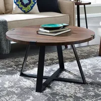 Faux Wrap Leg Urban Industrial Round Coffee Table