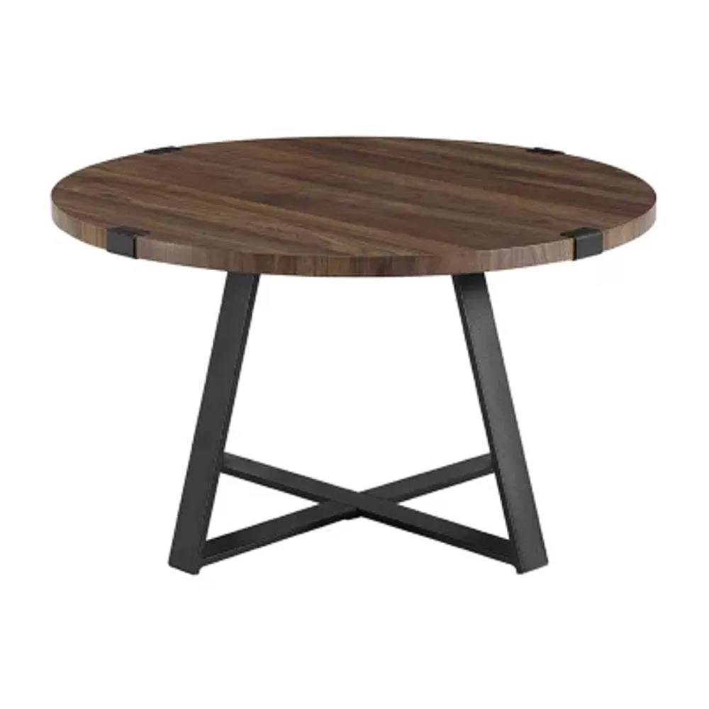 Faux Wrap Leg Urban Industrial Round Coffee Table