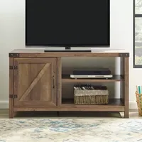 Farmhouse 1-Door Open Shelf TV Stand