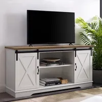 Farmhouse 65" Sliding Barndoor Wood TV Stand