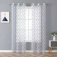 Regal Home Cairo Embroidered Sheer Grommet Top Set of 2 Curtain Panel